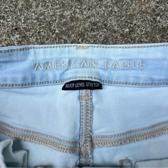 American Eagle Hi Rise Shortie Jean Shorts frayed distressed - Picture 3 of 5